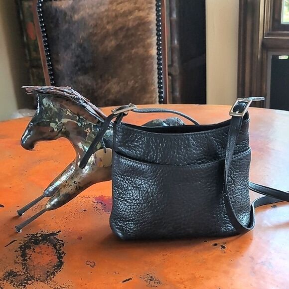 Vintage Coach Small Hudson Zip Black 🖤 Pebble Leather Crossbody - Picture 2 of 12